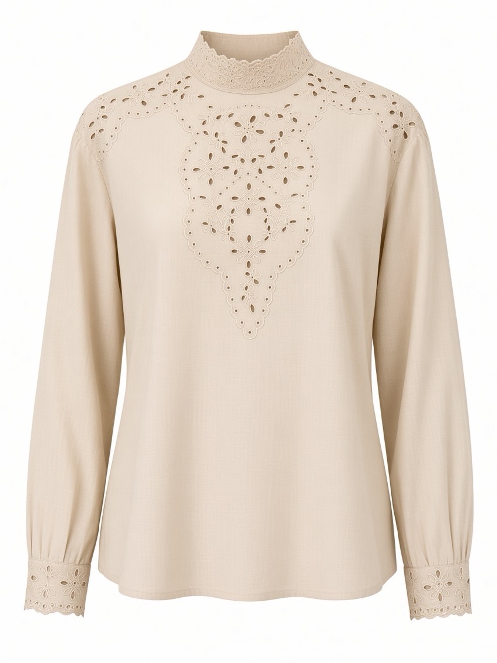 Mango Eyelet Broderie Blouse Top High Neck Pink Cotton Victorian Cottagecore 4 S